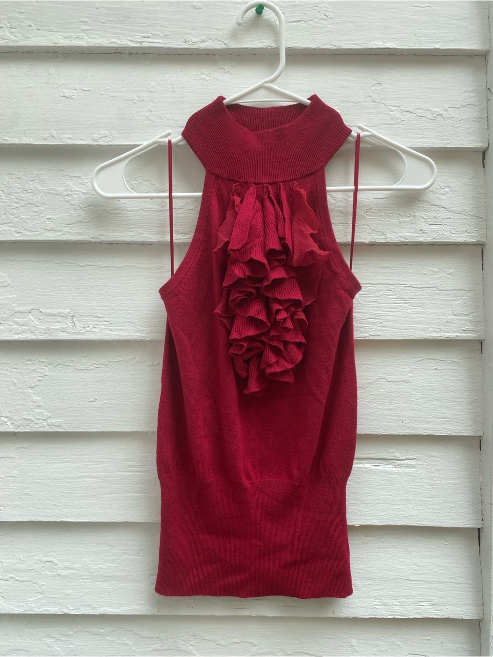 Express Red Ruffle Neck Hott 🔥 Halter Tank Top